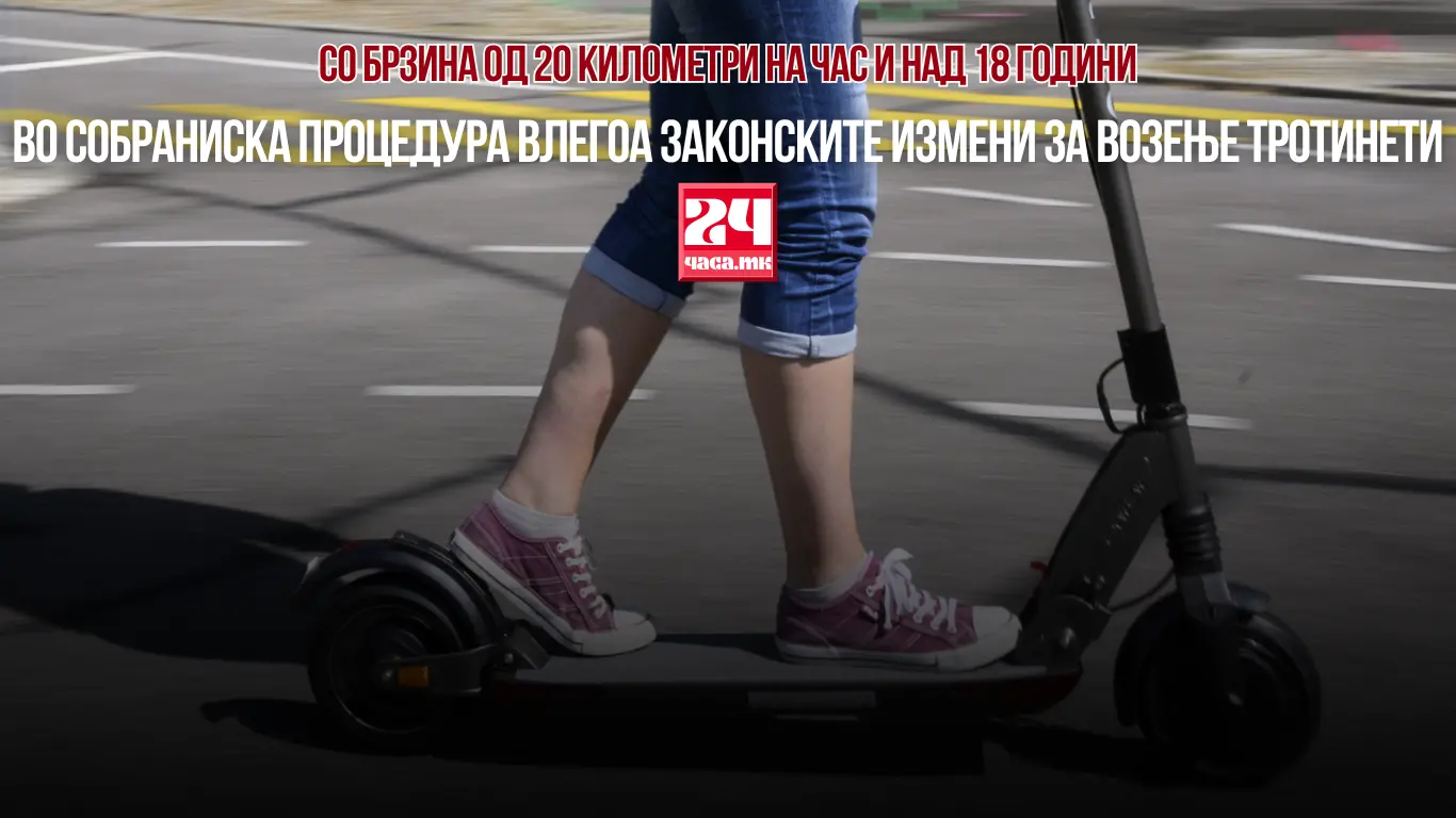 Со брзина од 20 километри на час и над 18 години – во собраниска процедура влегоа законските измени за возење тротинети