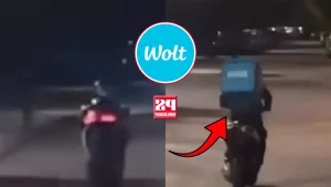 (ВИДЕО) УШТЕ ОВА ГО НЕМАВМЕ ВИДЕНО: Доставувач на „Волт“ вози мотор на едно тркало