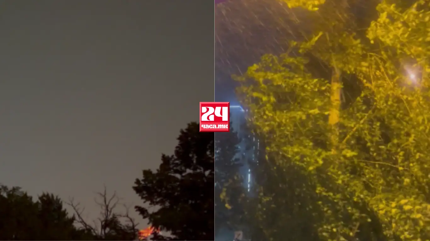 (ВИДЕО) СИЛНО НЕВРЕМЕ ВО АЕРОДРОМ: Грмотевици, дожд и ветер