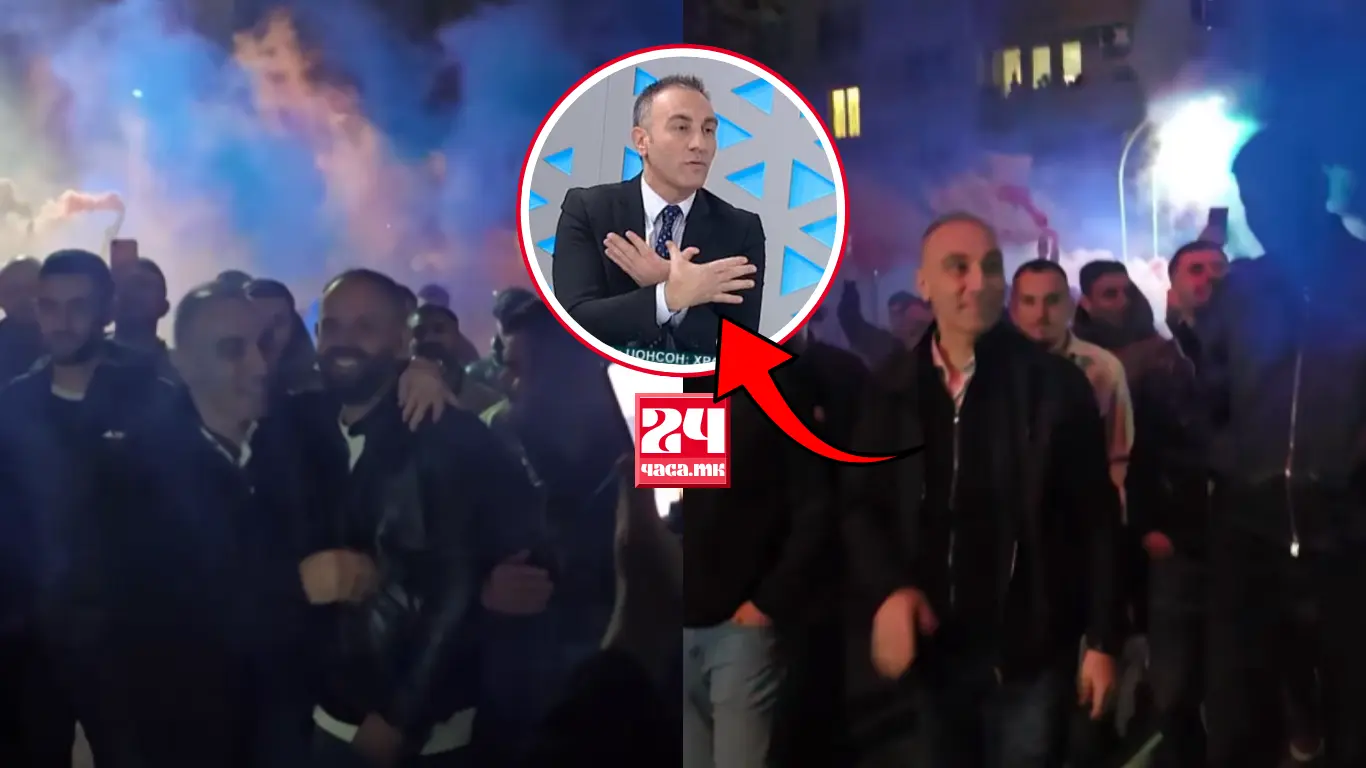 (ВИДЕО) „KING IS BACK“: Со огномети, петарди и факели се слави слободата на Артан Груби