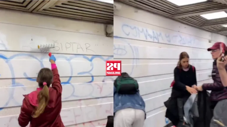 (ВИДЕО) ПО ИЗБОРНАТА ПОБЕДА, ВО АКЦИЈА: Студентите отстрануваат навредливи написи од Белград