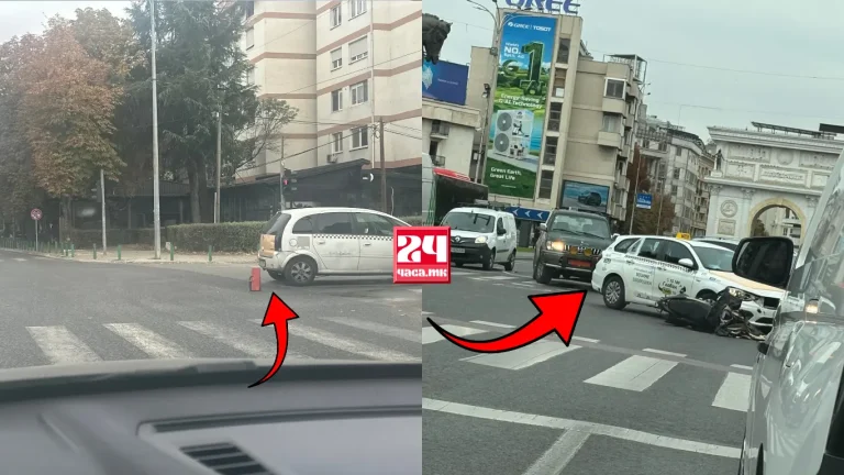 (ФОТО) Утрово две сообраќајки во Скопје - и двете меѓу таксист и мотор
